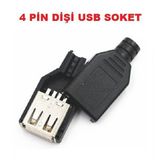 4 PİN DİŞİ USB SOKET - PLASTİK KAPAKLI USB BAĞLANTI