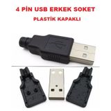 4 PİN USB ERKEK SOKET PLASTİK KAPAKLI BAĞLANTI