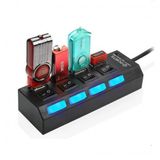 4 Port USB 2.0 HUB Çoğaltıcı Çoklayıcı Switch Işıklı Anahtarlı
