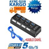 4 Port Usb 3.0 Çoklayıcı Çoğaltıcı Hub Anahtarlı Işıklı 4579P
