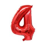 4 Rakam Kırmızı Folyo Balon 34 İnç 76-82 Cm Kırmızı