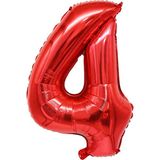 4 Rakam Kırmızı Folyo Balon 34 inç 76-82 cm