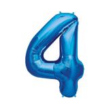 4 Rakam Mavi Folyo Balon 34 İnç 76-82 Cm