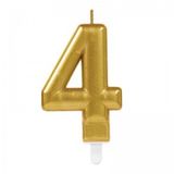 4 Rakam Mum Gold Renk - Pasta ve Kutlama Süsü (12 cm)