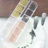 4 Renk 12Li Tırnak Süsleme Parlak Metal Havyar Taşları 3 Boy Nail Art Boncukları Wn-526