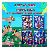 4 Set - 40 Parça Tox Meyveler , Sebzeler , Meslekler ve Taşıtlar Parmak Kukla T762 T105 T104 T181