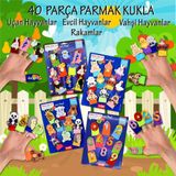 4 Set - 40 Parça Tox Rakamlar, Uçan, Evcil ve Vahşi Hayvanlar Parmak Kukla T772 T782 T222 T64