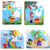 4 Set - 48 Parça Gökkuşağı Ve Elmacı Ayı 3+ Keçe Yapboz - 3 Yaş Puzzle T044 T042