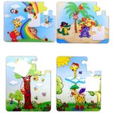 4 Set - 48 Parça Gökkuşağı Ve Zürafa 3+ Keçe Yapboz - 3 Yaş Puzzle T043 T042