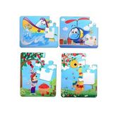 4 Set - 48 Parça Tekne , Helikopter Ve Elmacı Ayı 3+ Keçe Yapboz - 3 Yaş Puzzle T044 T005