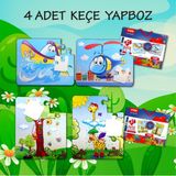 4 Set - 48 Parça Tekne , Helikopter ve Zürafa 3+ Keçe Yapboz - 3 Yaş Puzzle T043 T005