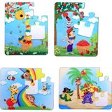 4 Set - 48 Parça Tox Gökkuşağı ve Elmacı Ayı 3+ Keçe Yapboz - 3 Yaş Puzzle T044 T042