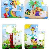 4 Set - 48 Parça Tox Gökkuşağı ve Zürafa 3+ Keçe Yapboz - 3 Yaş Puzzle T043 T042