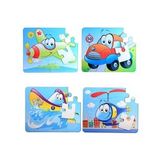 4 Set - 48 Parça Tox Uçak, Araba, Tekne ve Helikopter 3+ Keçe Yapboz - 3 Yaş Puzzle T004 T005