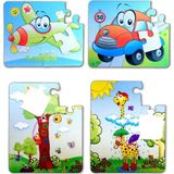 4 Set - 48 Parça Tox Uçak, Araba ve Zürafa 3+ Keçe Yapboz - 3 Yaş Puzzle T004 T043