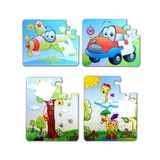 4 Set - 48 Parça Tox Uçak, Araba ve Zürafa 3+ Keçe Yapboz - 3 Yaş Puzzle T004 T043