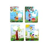 4 Set - 48 Parça Tox Zurafa ve Elmacı Ayı 3+ Keçe Yapboz - 3 Yaş Puzzle T044 T043