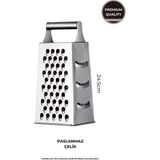4 Taraflı Büyük Boy Paslanmaz Çelik Rende Metal Saplı Rende