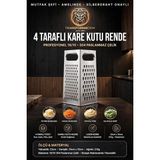 4 Taraflı Kare Kutu Rende 18/10 304 Paslanmaz Çelik, 23X10X10 Cm, 210 G, Bulaşık Makinesinde Yı - Çok Renkli