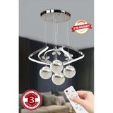 4 Toplu Kumandalı 3 Renk Büyük Salon Avize Krom Gümüş Kasa Dron