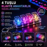 4 Tuşlu Rgb Klavye Anahtarlık Işıklı Mini Mekanik Keychain Led Efektli