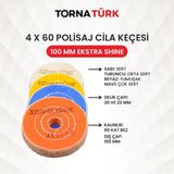 4 x 60 x Delik 20 - 22 mm Delik Polisaj Cila Bezleri - Polisaj Cila Keçesi ( 100 mm ) Extra Shine - Standart