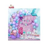 4 Yaş Deniz Kızı Banner Balon Mavi Mor Balonlar Folyo Saçak Perde Seti Doğum Günü Parti Süsü, 787874441112203