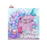 4 Yaş Deniz Kızı Banner Balon Mavi Mor Balonlar Folyo Saçak Perde Seti Doğum Günü Parti Süsü, 8646846546855