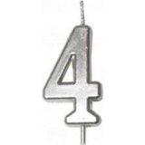 4 Yaş Gümüş Rakam Mum Gümüş Renk Doğum Günü Pasta Mumu 12 cm bmcNM1118
