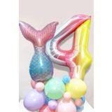 4 Yaş Rakam Balonlu Deniz Kızı Kuyruğu Karşılama Seti Doğum Günü Parti Seti Süsü
