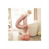 4 Yaş Rose Rakam Ve Kral Tacı Folyo Balon Doğum Günü
