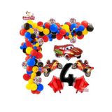 4 Yaş,Yarış Araba Motorsiklet Temalı Doğum Folyo Balon Seti Doğum Günü Süsü