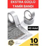 40 Adet 10 mt Gri Lifli Tamir Takviye Onarım Bandı Su Geçirmez Sızdırmaz Kuvvetli Dayanıklı Çatlak