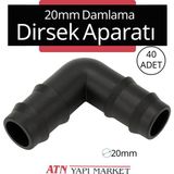 40 Adet 20MM Damlama Sulama Dirsek Aparatı – Bahçe Sulama Hortum Ek Parçası