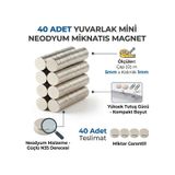 40 Adet 5x1 Yuvarlak Mini Neodyum Mıknatıs Magnet - D5x1mm