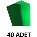 40 Adet Yeşil Aynalı Fon Kartonu 50X70 cm Metalik Fon Kartonu