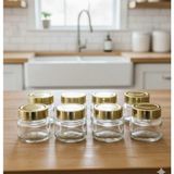 40 cc Oval Cam Kavanoz 6'lı– Gold Plastik Derin Kapaklı Mini Saklama Kabı - 40 ml