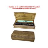 40 cc Safran Mürekkebi ve Kalemi Özel Ahşap Kutusunda 3 Lü Set