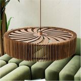 40 cm Ahşap Modern Bolivia Tekli Rustik Bohem Salon Mutfak Hol Avize - Ceviz