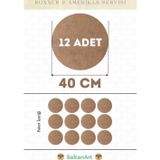 40 cm Çap 12 Adet Supla Amerikan Servis Runner MDF Duralit Magnet Altı Ahşap 3 mm (2,7 mm) Kalınlık