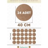 40 cm Çap 24 Adet Supla Amerikan Servis Runner MDF Duralit Magnet Altı Ahşap 3 mm (2,7 mm) Kalınlık