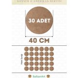 40 cm Çap 30 Adet Supla Amerikan Servis Runner MDF Duralit Magnet Altı Ahşap 3 mm (2,7 mm) Kalınlık