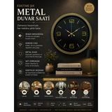 40 cm Metal Eskitme Vintage Duvar Saati – Şık Metal Altın Rakamlı