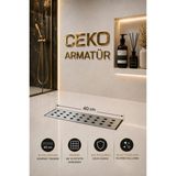 40 cm Paslanmaz Çelik Duş Gideri | Lineer Duş Kanal Gideri | Kare Izgara Süzgeç | Banyo Yer Gideri