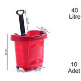 40 Litre 2 Tekerlekli Plastik Alışveriş El Sepeti Kırmızı 1 Koli:10 Adet