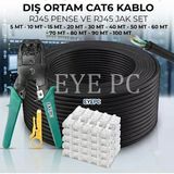 40 Metre Dış Ortam Cat6 İnternet Kablosu Rj45 Pense Ve 30 Adet Rj45 Konnektör Set Modem Pc Tv
