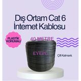 40 Metre Dış Ortam Cat6 Kablo Modem Pc Arası 40M Siyah Renk
