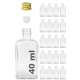 40 ml Kolonya Tıpalı ve Metal Kapaklı Hediyelik Yassı Kolonya Şişesi 40 Cc Nişan, Düğün Cam Şişe 20 Adet (40 ml Yassı, Altın Kapak (Gold))