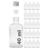 40 ml Kolonya Tıpalı ve Metal Kapaklı Hediyelik Yassı Kolonya Şişesi 40 Cc Nişan, Düğün Cam Şişe 20 Adet (40 ml Yassı, Gümüş Kapak (Silver))