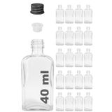 40 ml Kolonya Tıpalı ve Metal Kapaklı Hediyelik Yassı Kolonya Şişesi 40 Cc Nişan, Düğün Cam Şişe 20 Adet (40 ml Yassı, Siyah Kapak (Black))